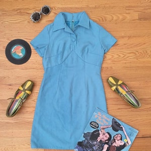 60&#39;s Endless Summer Blue Mini Dress