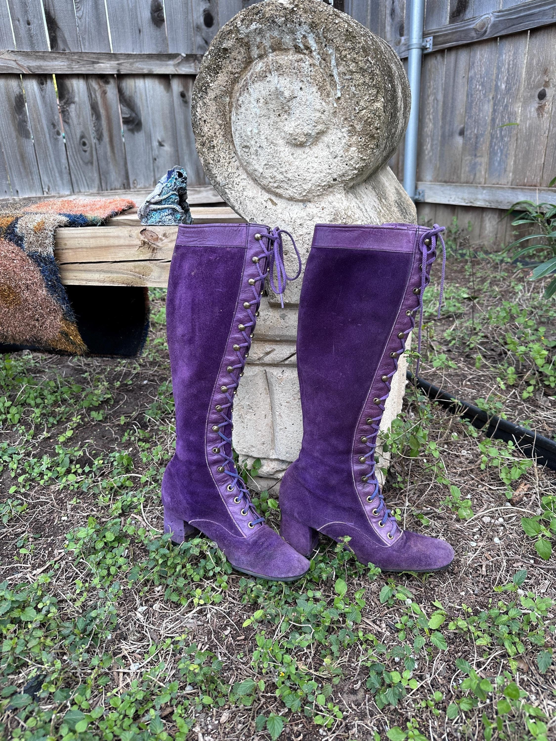Purple Suede Boots - Etsy