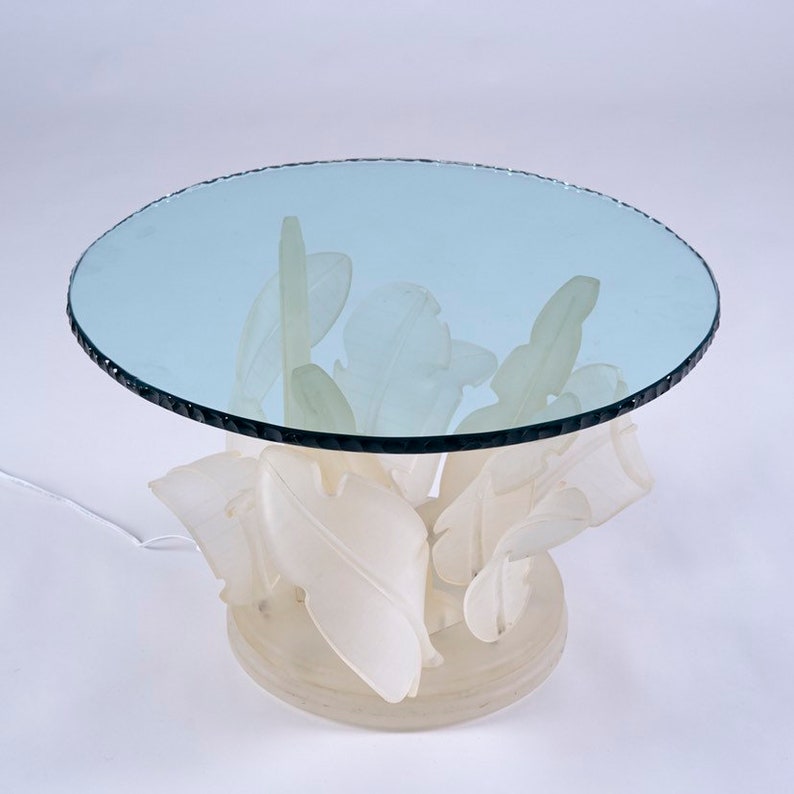 Vintage Hollywood Glam Lucite and Glass Leaf Coffee Table Etsy
