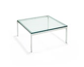 Vintage mid century modern chrome and glass coffee table, in the style of Knoll