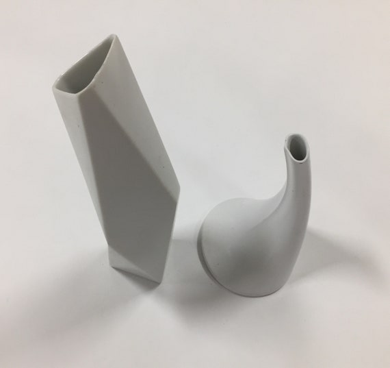 Pair Of White Rosenthal Studio Line Vases Etsy