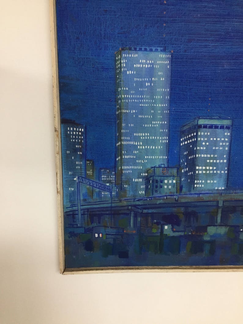 Original oil painting on canvas of Houston Texas downtown Etsy