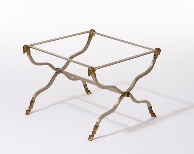 Vintage Brass, Steel, and Glass Xform Side Table in the Style of Maison Jansen Etsy