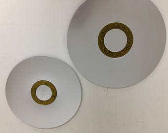 Pair of large aluminum circular trays designed by Lurelle Guild for Kensington