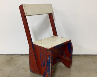 Vintage red, blue, and white child’s chair