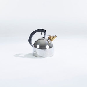 Vintage Post Modern design stainless steel, plastic, and copper tea kettle designed by Richard Sapper for Alessi image 2