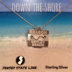 Ortley Beach - Jersey Shore Sterling Silver Beach Badge Necklace