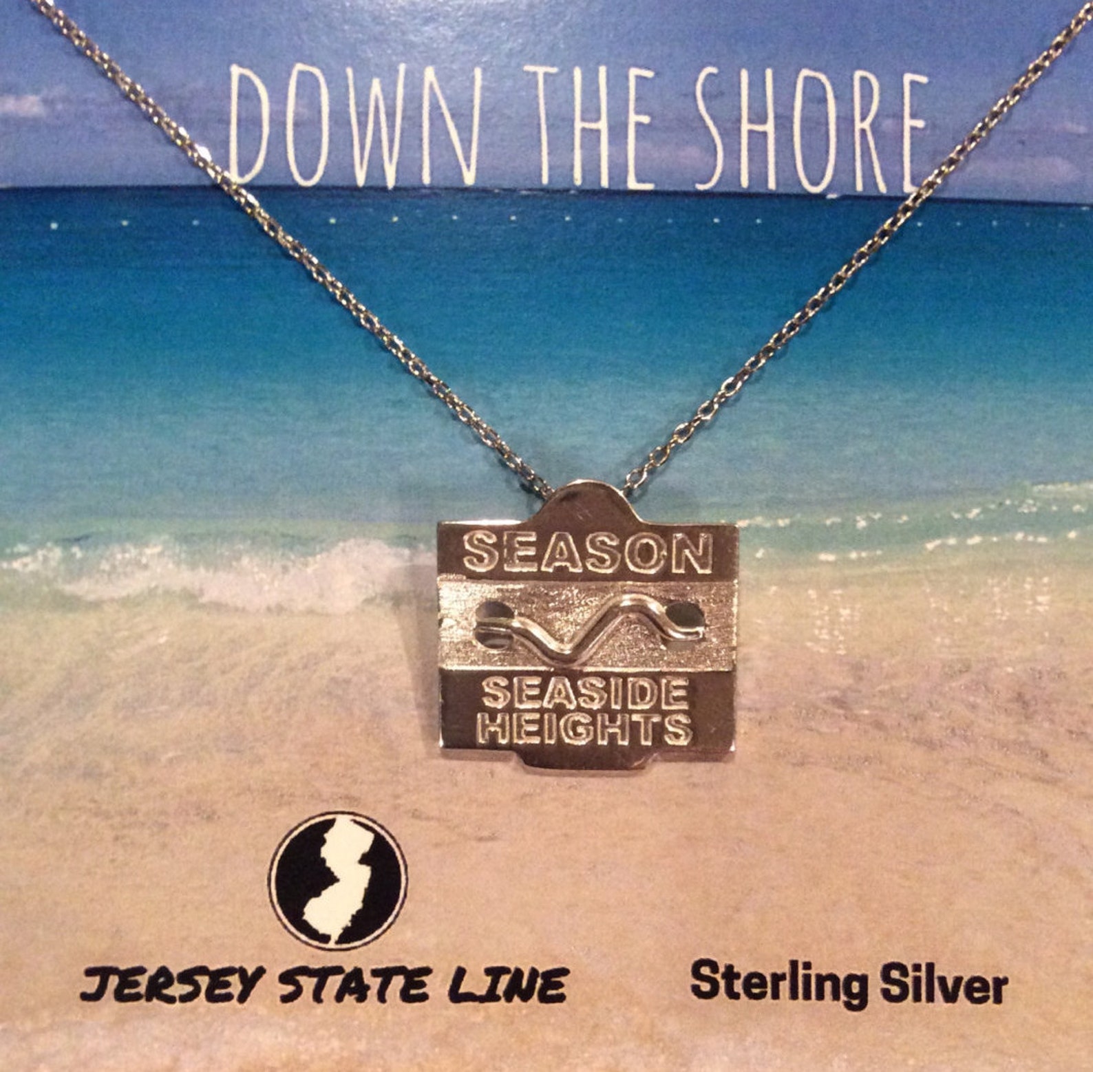 Seaside Heights Jersey Shore Sterling Silver Beach Badge Necklace Etsy