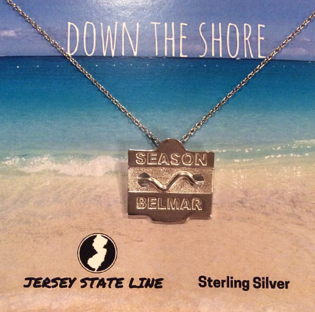 Belmar - Jersey Shore Sterling Silver Beach Badge Necklace