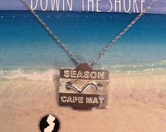Cape May - Jersey Shore Sterling Silver Beach Badge Necklace