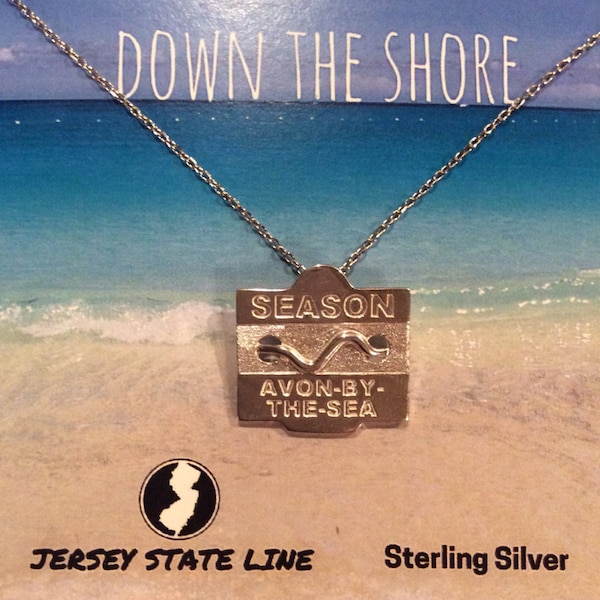 Avon-by-the-Sea - Jersey Shore Sterling Silver Beach Badge Necklace