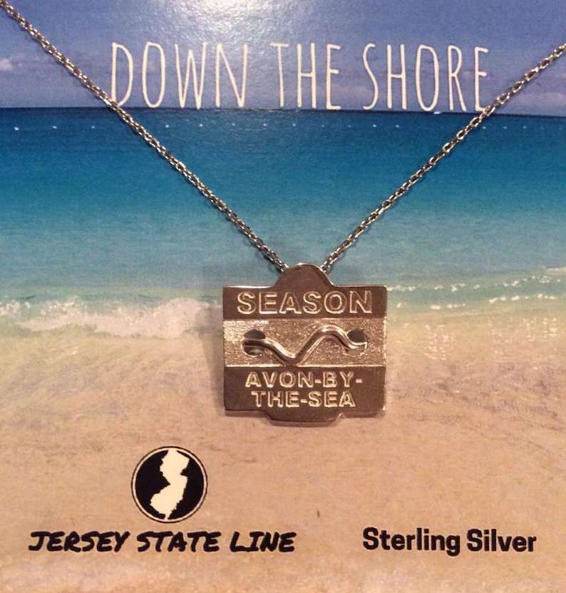 Avonbythesea Jersey Shore Sterling Silver Beach Badge Necklace Etsy