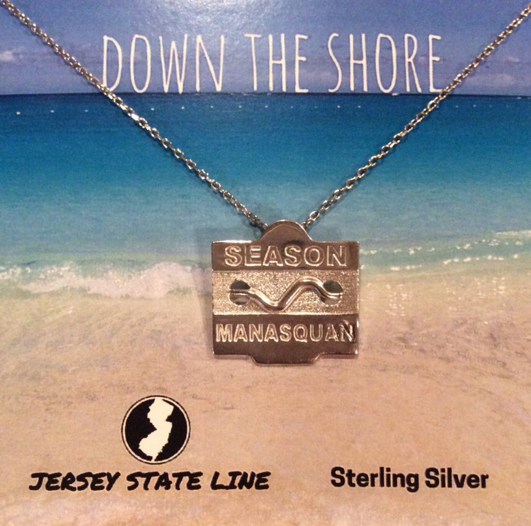 Manasquan Jersey Shore Sterling Silver Beach Badge Necklace Etsy