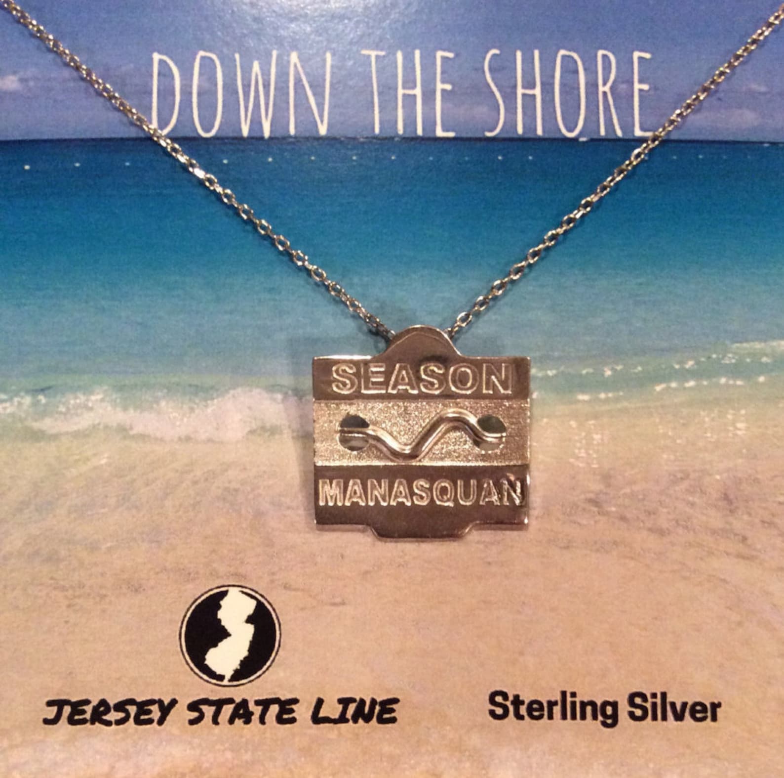Manasquan Jersey Shore Sterling Silver Beach Badge Necklace Etsy