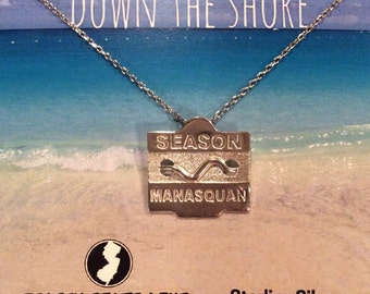 Manasquan - Jersey Shore Sterling Silver Beach Badge Necklace
