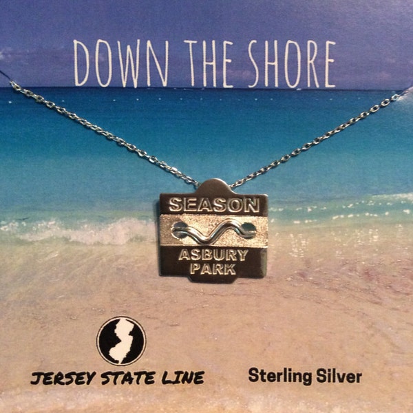 Asbury Park - Jersey Shore Sterling Silver Beach Badge Necklace