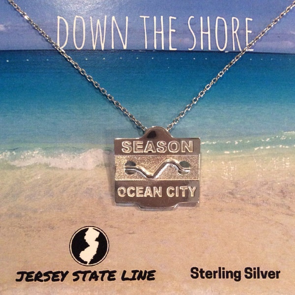 Ocean City - Jersey Shore Sterling Silver Beach Badge Necklace