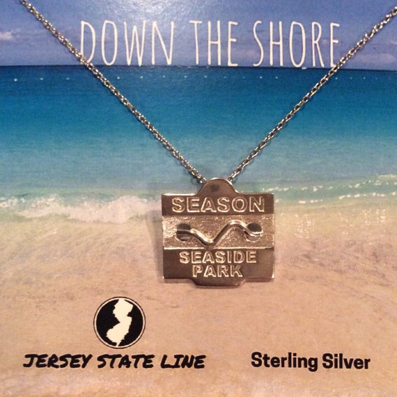 Seaside Park Jersey Shore Sterling Silver Beach Badge Necklace