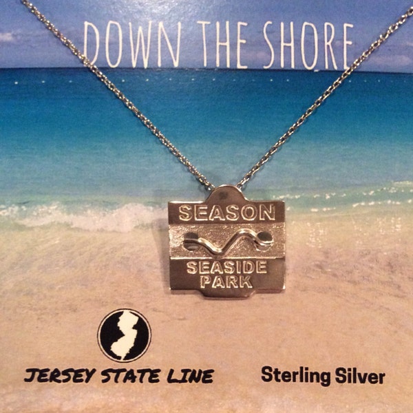 Seaside Park - Jersey Shore Sterling Silver Beach Badge Necklace