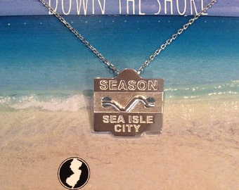 Sea Isle City - Jersey Shore Sterling Silver Beach Badge Necklace