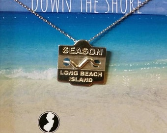 Long Beach Island - Jersey Shore Sterling Silver Beach Badge Necklace