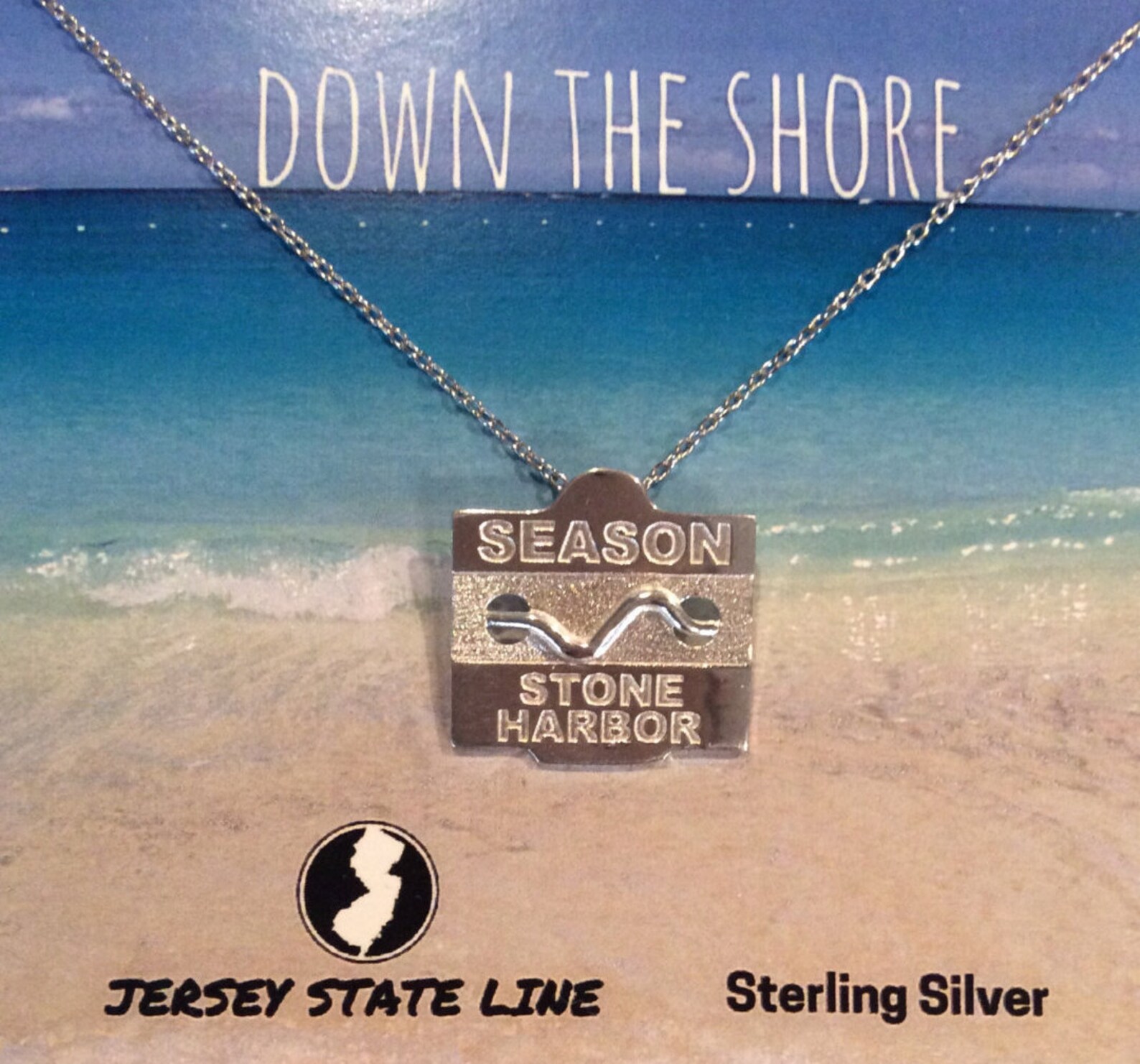 Stone Harbor Jersey Shore Sterling Silver Beach Badge Necklace Etsy