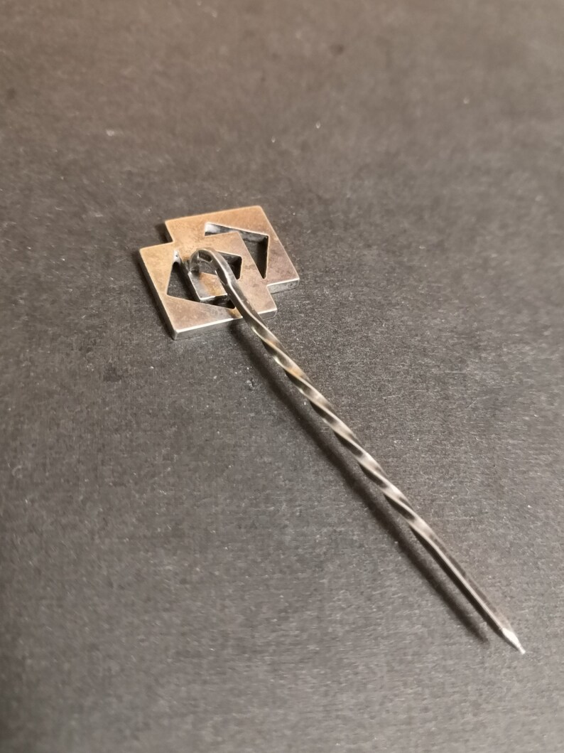 Silver jacket pin this is a classic accessory in a geometric Etsy