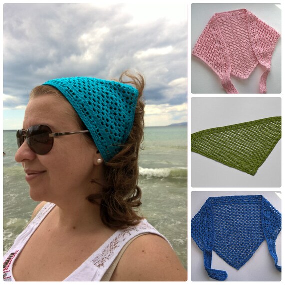 Head Kerchief Crochet Hair Bandana Crochet Lace Headband Crochet Kerchief Triangle Headband For Girl Or Woman Head Covering Babushka