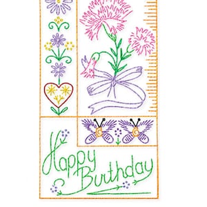 AB7282 12 Flower Embroidered Birthday Card Patterns VTG Embroidery Transfers Vintage Embroidery Transfer PDF Instant Download!