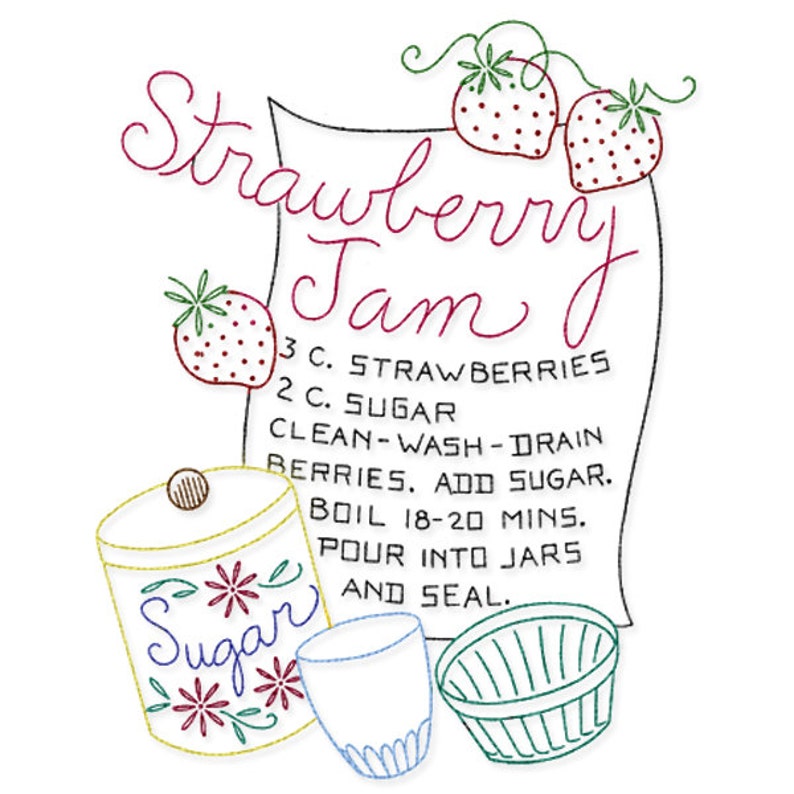 IVAB7029 Tea Towel Recipe Vintage Embroidery Transfer PDF Instant