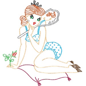 IVV138 Naughty Pin Up Girls & Gay Nineties + BONUS! Vintage Embroidery Transfer PDF Instant Download!