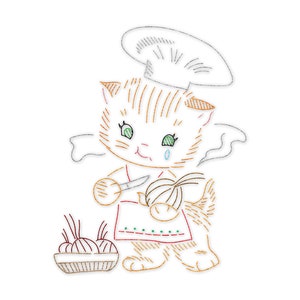 IVLW448 Cats in the Kitchen for Tea Towels Vintage Embroidery Transfer PDF Instant Download!