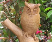 Buho - escultura en madera - mano talla de arte - regalo para la escultura del maestro - Arte Original de la estatua - pájaro - decoración del hogar - regalo de cumpleaños