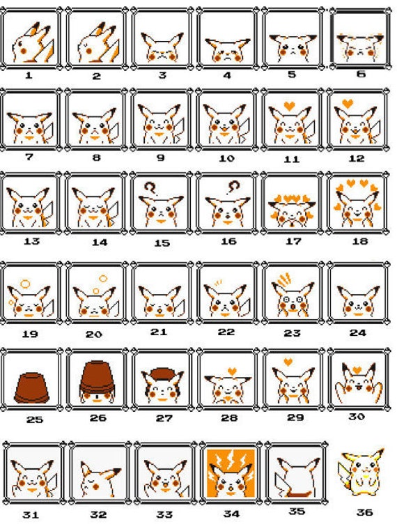Pikachu Face Emotions Pokemon Yellow Frame