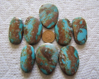 8 Ribbon Boulder Turquoise Cabs 382 carats Wholesale Lot American Cabochons USA