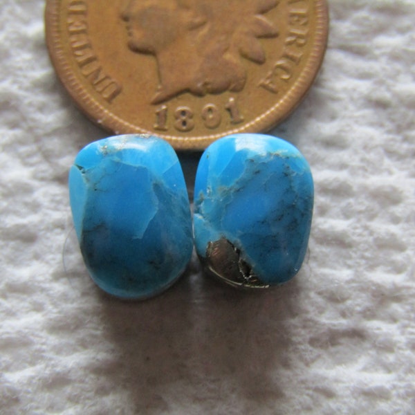 2 Kingman Pyrite Turquoise Cabs 8.1 carats American Arizona Cabochons Matching Sets