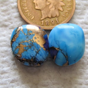 2 Blue Dahlia Cabs 13 carats Cabochons Matching Set
