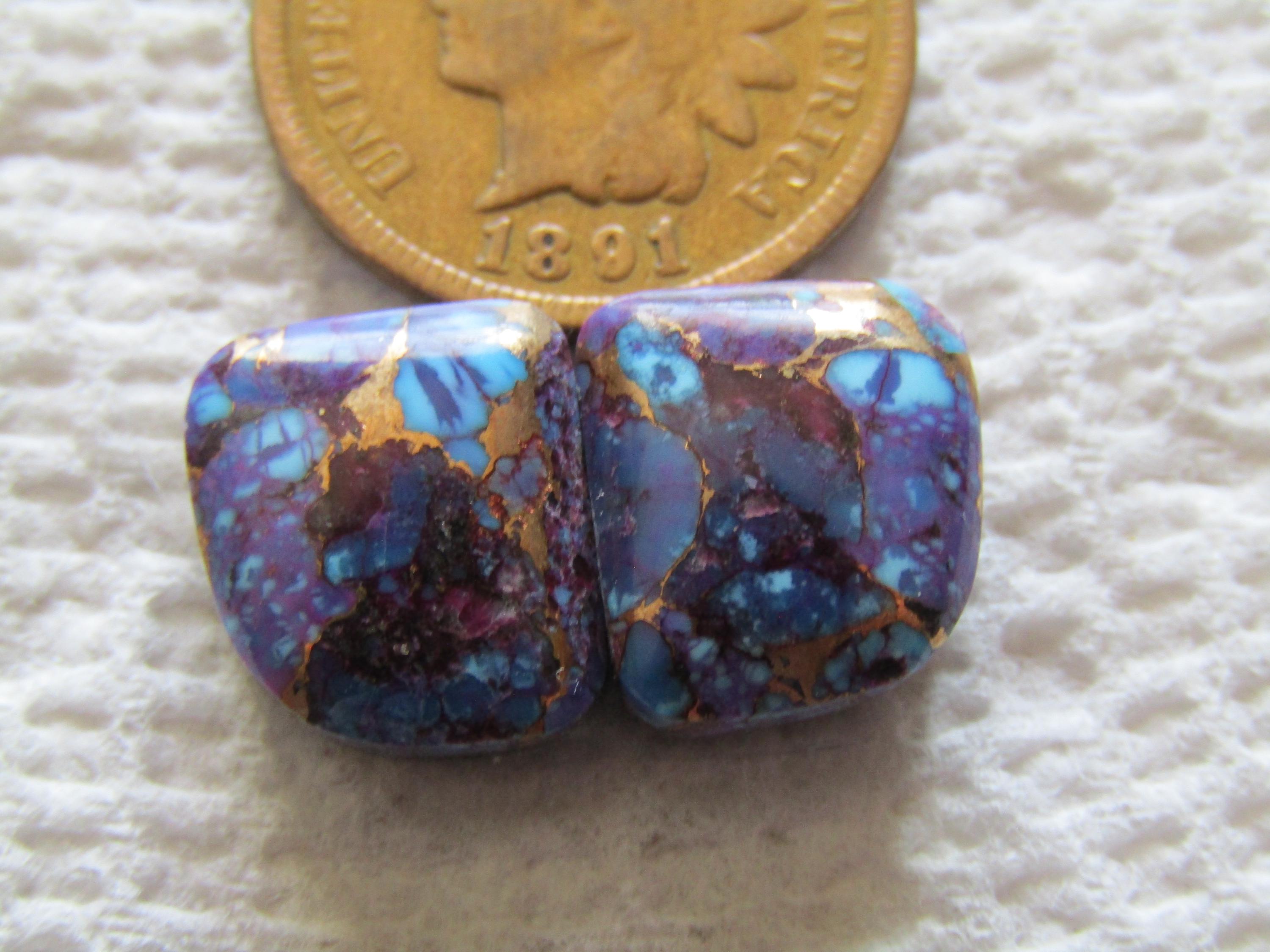 2 Purple Mojave Turquoise Cabs 12 Carat American Arizona Kingman