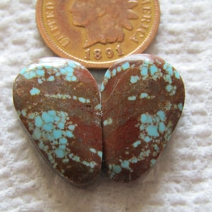 2 Number Eight #8 Turquoise Cab 15 carat American Nevada Blue Cabochon High Grade Spiderweb Web USA