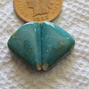 2 Cumpas Turquoise Cabs 15 carats Blue Cabochon Hand Cut Matching Set Water Web