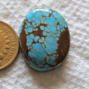 Number Eight #8 Turquoise Cab 21 carat American Nevada Blue Cabochon High Grade Spiderweb Web USA