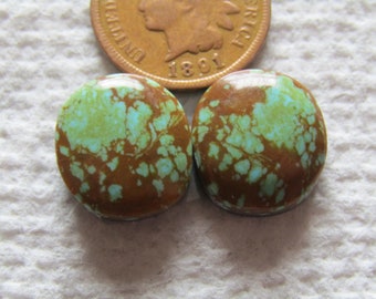 2 Tyrone Turquoise Cabochon 14 carat New Mexico American Cab Matching Sets