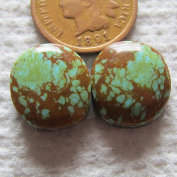 2 Tyrone Turquoise Cabochon 14 carat New Mexico American Cab Matching Sets