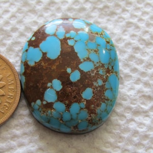 Number Eight #8 Turquoise Cab 27 carat American Nevada Blue Cabochon High Grade Spiderweb Web USA