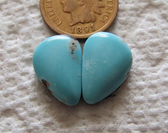 2 Campitos Turquoise Cabs 13 carats Cabochons Baby Blue Hand Cut Matching Set