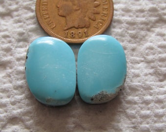 2 Campitos Turquoise Cabs 14 carats Cabochons Baby Blue Hand Cut Matching Set