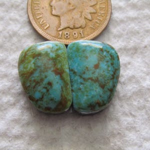 2 Tyrone Turquoise Cabochon 16 carat New Mexico American Cab Matching Sets