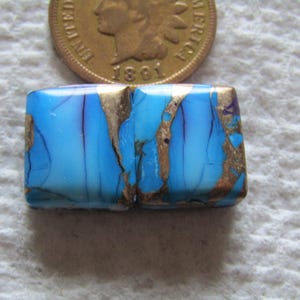 2 Blue Dahlia Cabs 17 carats Cabochons Matching Set