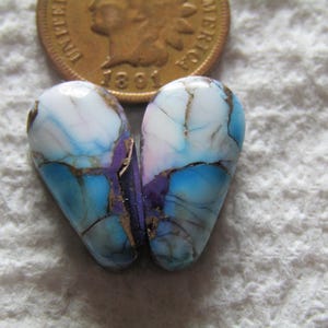 2 Blue Dahlia Cabs 17 carats Cabochons Matching Set