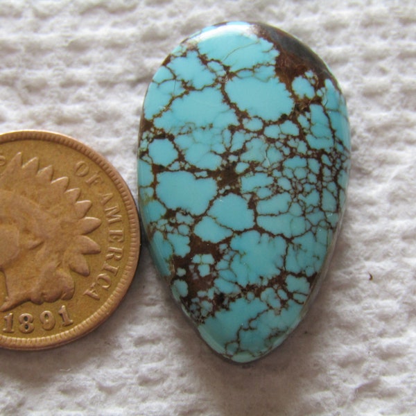 Number Eight #8 Turquoise Cab 24 carat American Nevada Blue Cabochon High Grade Spiderweb Web USA